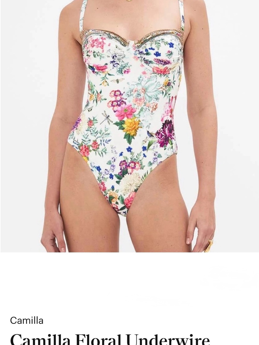 Camilla White Floral Underwire One-Piece Swimsuit with Multicolor Flowers